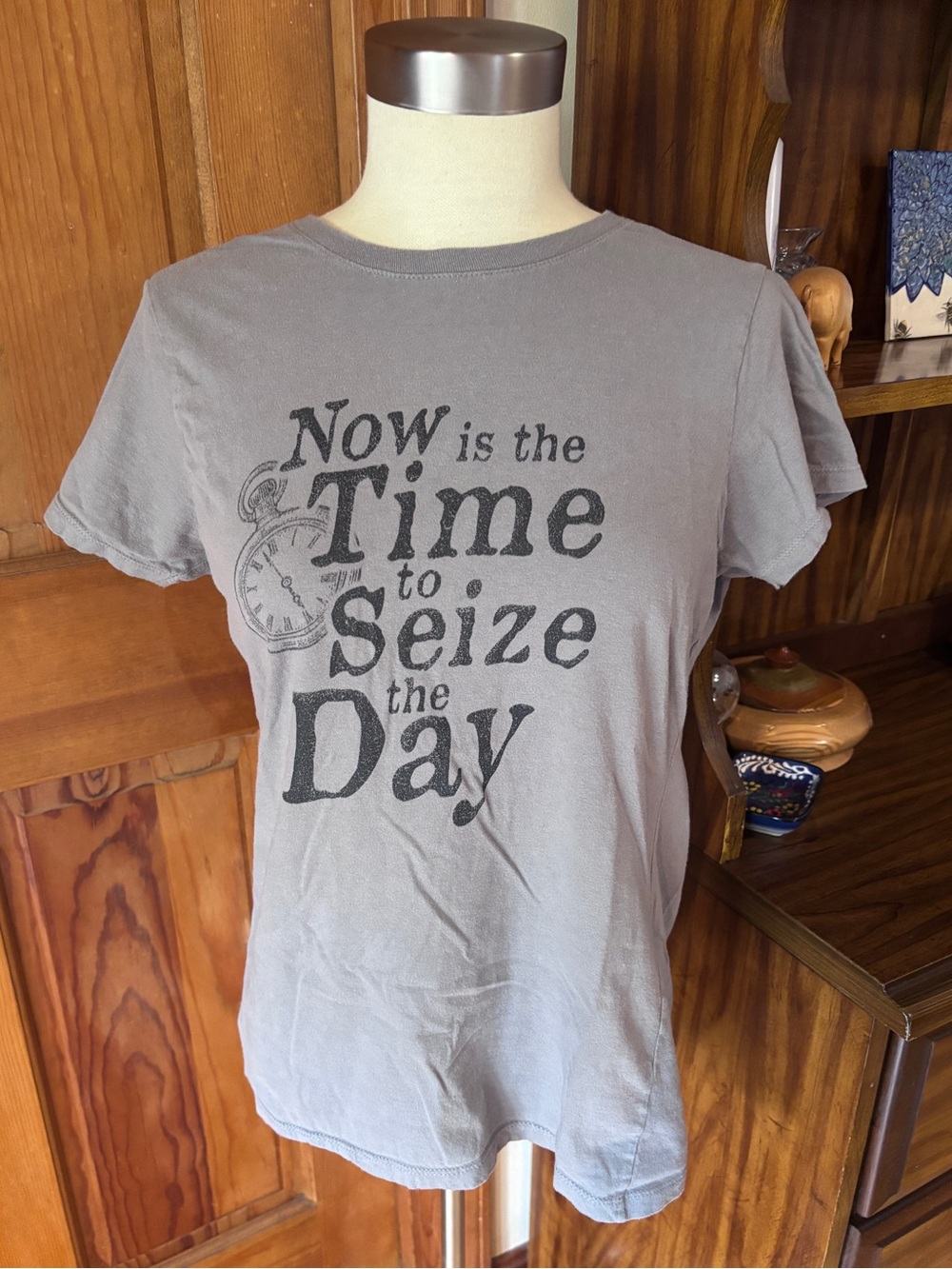 Gray Newsies Tee 'Now is the Time to Seize the Day'